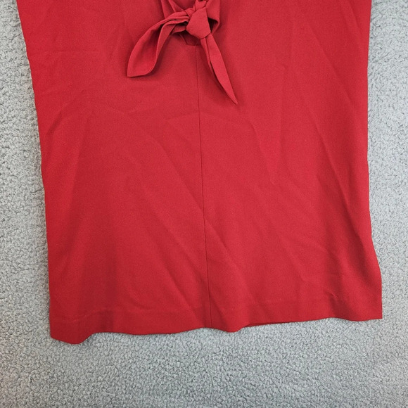 Alice & Olivia Womens Red Crepe Mini Dress Sz 8 Ties in Back Lined Ruby Red - Picture 7 of 8